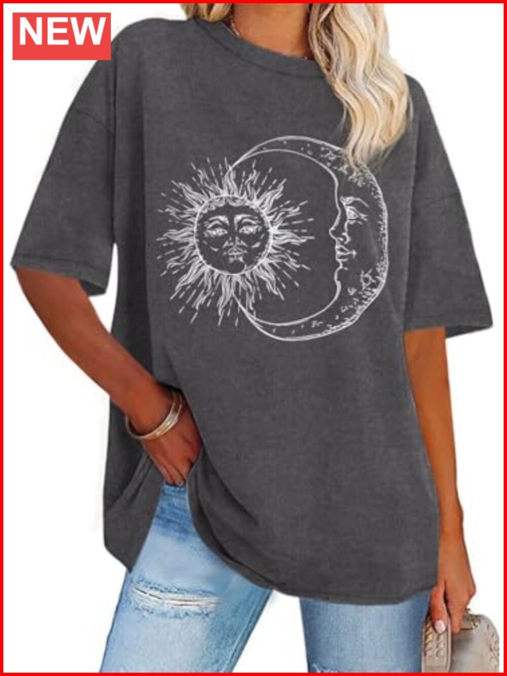 Women's Oversized Graphic Tee Crew Neck Short Sleeve Summer Casual Top